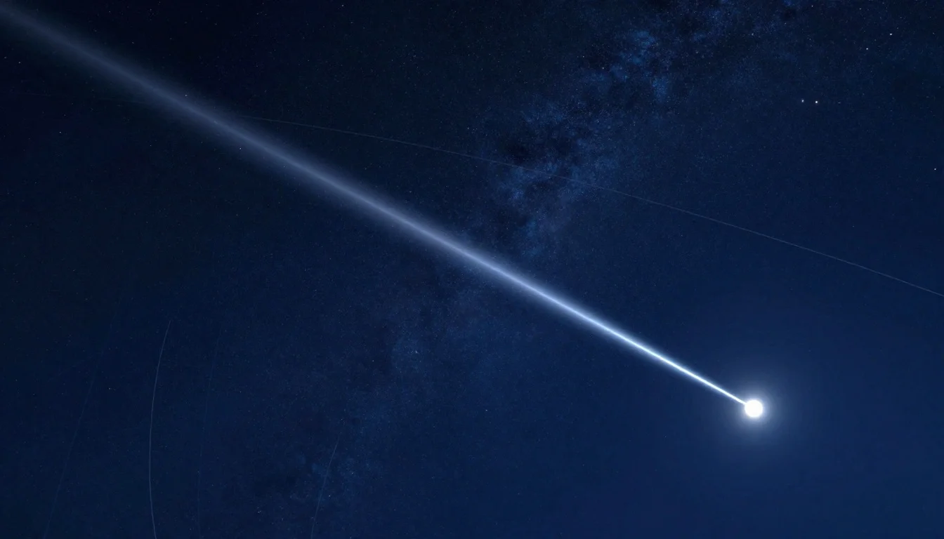 Comet streaking through the inner solar system with a bright tail