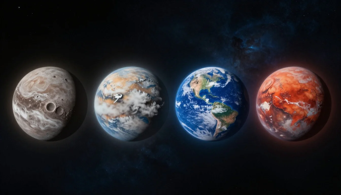 The four rocky inner planets — Mercury, Venus, Earth, and Mars