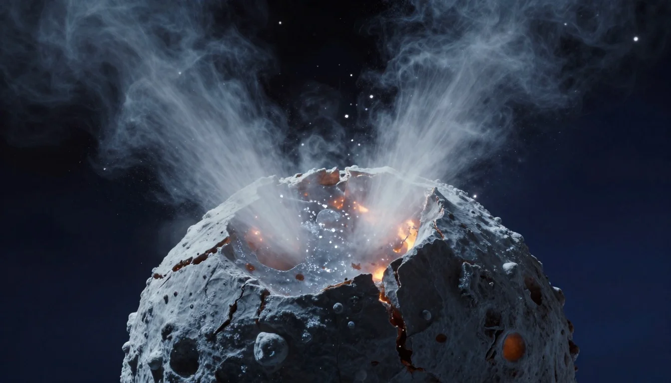Comet nucleus with subsurface ices erupting under delayed solar heating