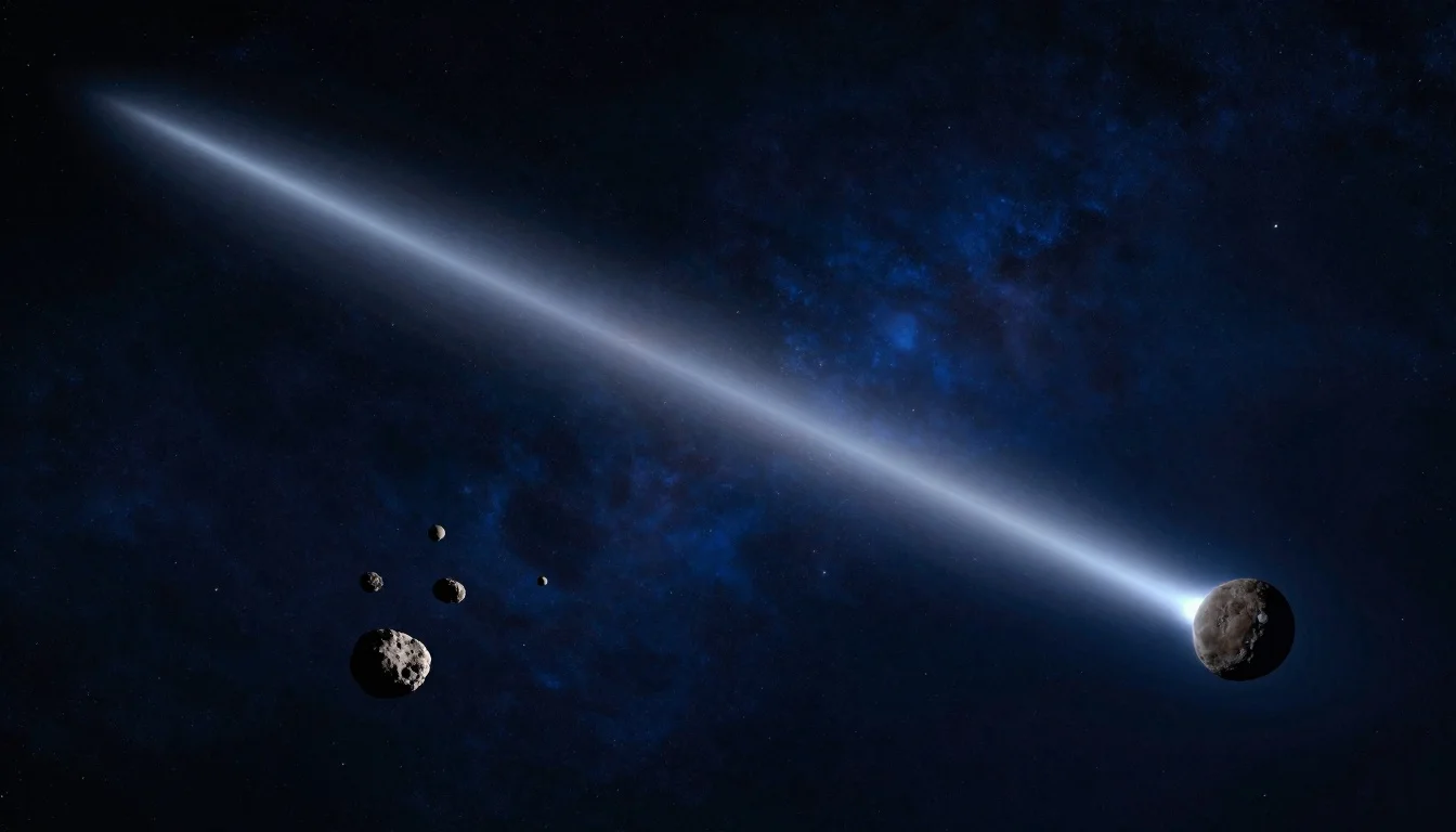 Interstellar comet 3I/ATLAS passing through the asteroid belt on a steep trajectory